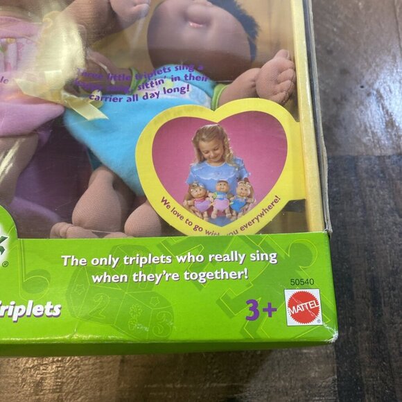 Mattel 2001 Cabbage Patch Kids Sing N Go Triplets 8.5" Baby Dolls & Carrier Rare - Picture 5 of 14
